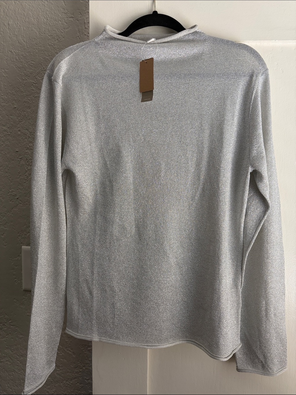 J. Crew metallic silver mock neck sweater